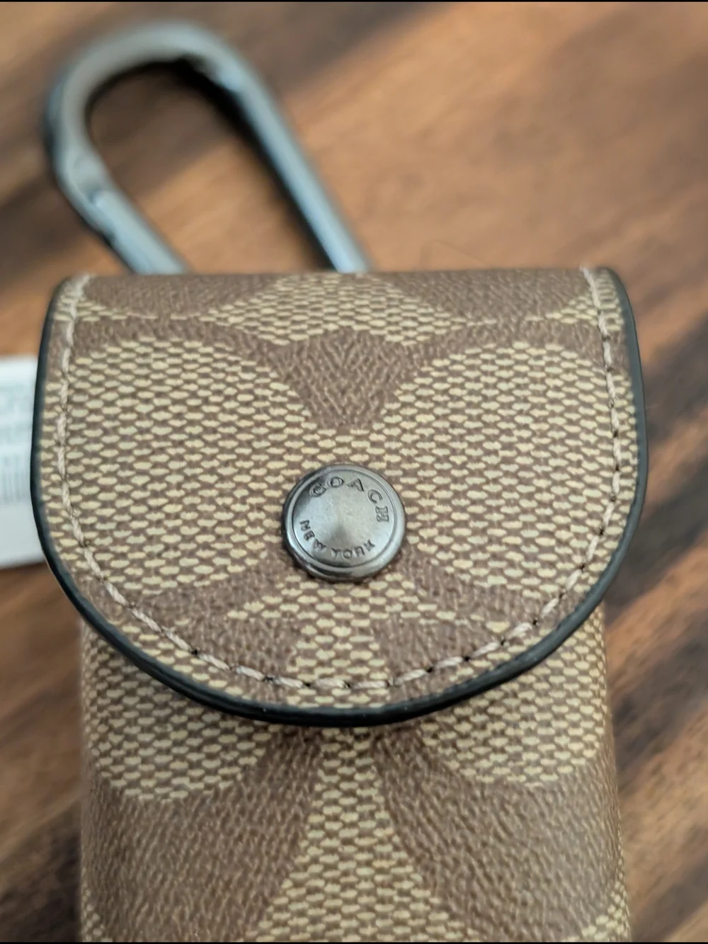 NWT Coach Brown Signature Canvas Hand Sanitizer Holder with Clip